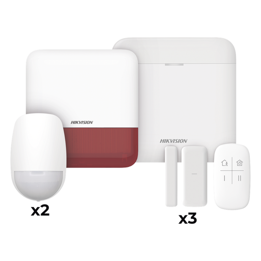 (AX PRO) KIT de Alarma AX PRO / Incluye: 1 Hub con batería de respaldo / 2 Sensores PIR / 3 Contactos Magnéticos mini / 1 Control Remoto / 1 Sirena