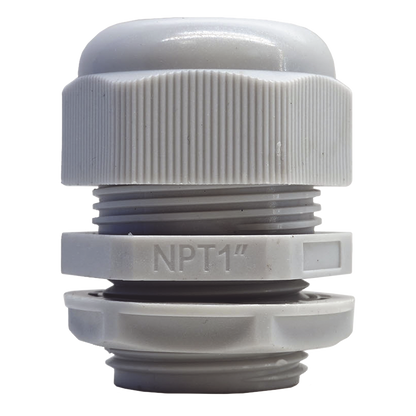 Conector Plástico Blanco Tipo Glándula para Rosca NPT 1"