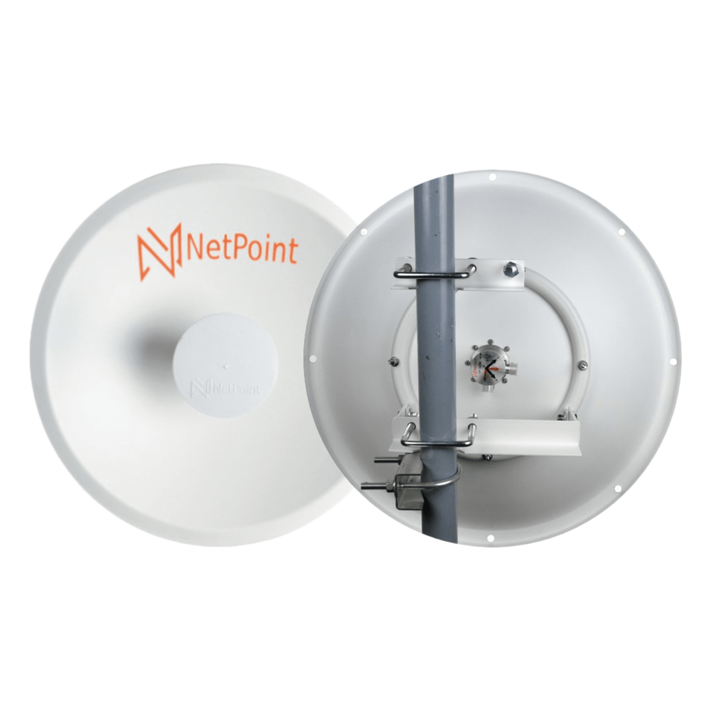 1 Antena Direccional Dual-Polaridad MLO Alto Rendimiento / diámetro de 39.6 cm / 4.9-7.2 GHz / Ganancia 27 dBi / SLANT de 45 ° o 90 ° / Conector