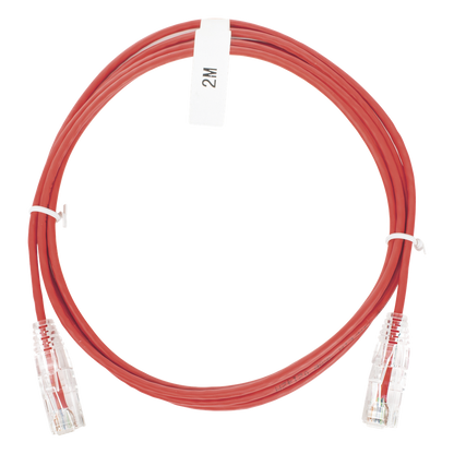 Cable de Parcheo Slim UTP Cat6 - 2 Metros (6.56 Pies) Rojo Diámetro Reducido (28 AWG)