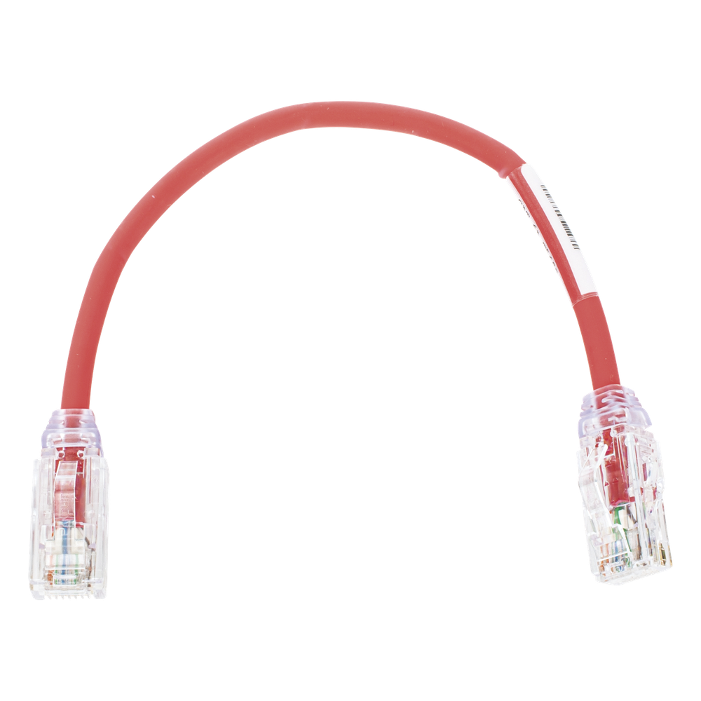 Cable de Parcheo UTP, Cat6A, Diámetro Reducido (28 AWG), CM/LSZH, Color Rojo, 20.3 cm (8 Pulgadas)