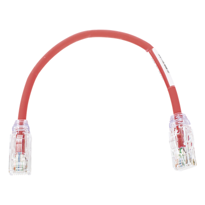 Cable de Parcheo UTP, Cat6A, Diámetro Reducido (28 AWG), CM/LSZH, Color Rojo, 20.3 cm (8 Pulgadas)