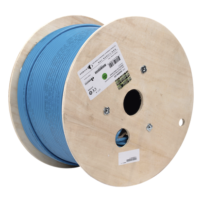 Bobina de Cable Blindado F/UTP de 4 Pares, Z-MAX, Cat6A, Soporte de Aplicaciones 10GBase-T, CMR (Riser), Color Azul, 305 Metros (1000 Pies)