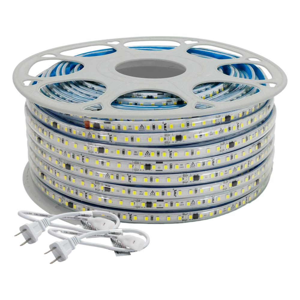 Manguera LED Luminosa Blanca de Resina Transparente y Flexible / Para uso Interior o Exterior / Carrete de 50 m/ 110V CA 4.2 A/ 500 W Potencia