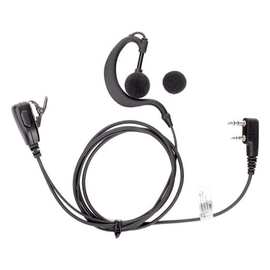 Micrófono - audífono de gancho ajustable al oído con conector de dos pines para KENWOOD Y TXPRO