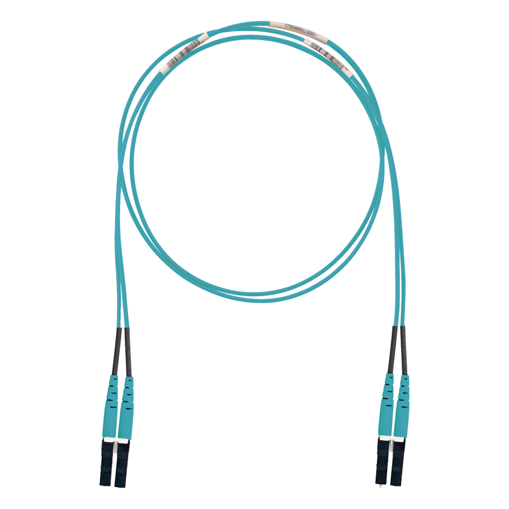 Jumper de Fibra Optica Multimodo 50/125 OM3, LC-LC Duplex, LSZH (Cero Halógenos), Color Aqua, 3 Metros (9.84 Pies)