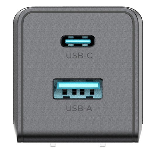 Cargador GaN III 35W / USB-C PD 35W + USB-A 22.5W / Doble Puerto Simultáneo / PD3.0 PPS QC4.0 AFC SCP FCP / Diseño Plegable de Bolsillo / Protección