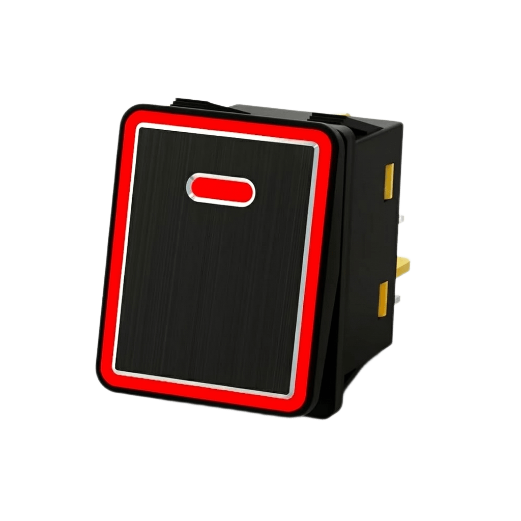Interruptor tipo Switch con Led Color Rojo / IP65 / Diseño Industrial con panel de Aluminio / NO, COM, NC / Terminales tipo F1