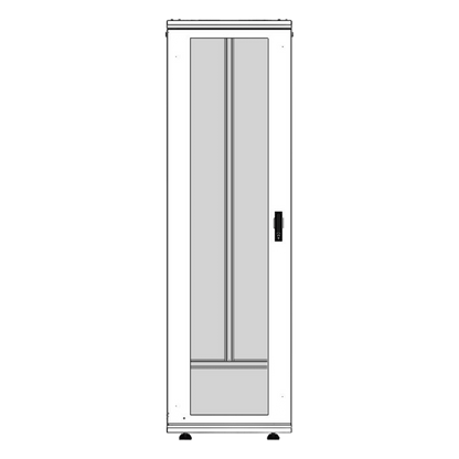 Gabinete Rack 42 Unidades / Piso 19 Pulgadas / Puerta Cristal Templado / Capacidad Carga 1000 Kg / Acero Calibres 16-18-20 / Ventilación Superior