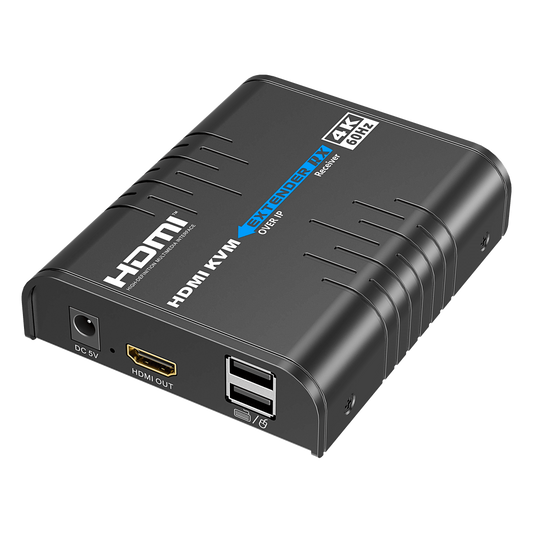 Extensor KVM HDMI 4K a 60 Hz | Transmisión hasta 120 mts con CAT6 | Resolución 4096x2160@60Hz | Ancho de Banda 18Gbps | HDCP1.4 y HDCP2.2 | Latencia