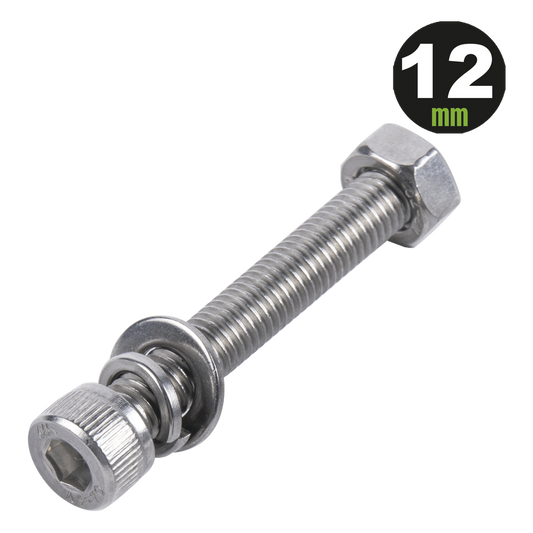 1 Tornillo Allen Milimétrico de Acero Inoxidable M8-1.25 x 12/ Con 1 Tuerca, 1 Arandela de Presión y 1 Plana / Para Montajes de Módulos Foto