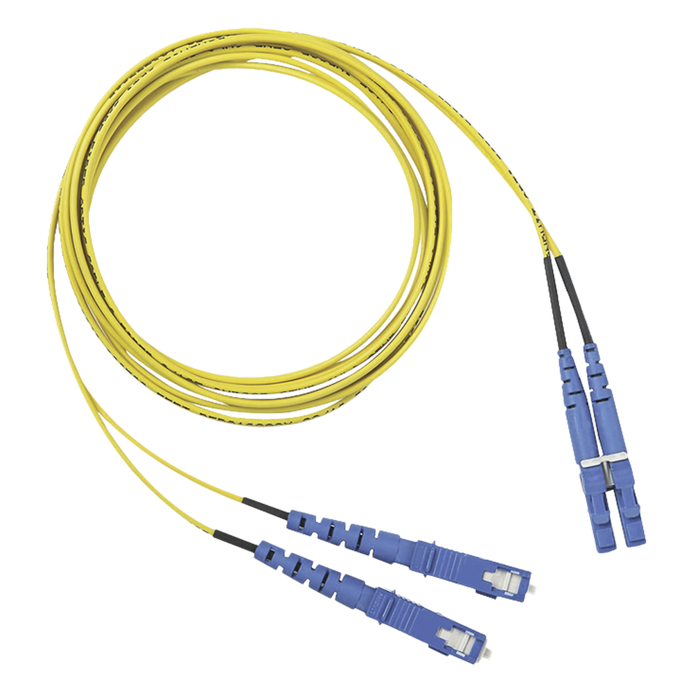 Jumper de Fibra Optica Monomodo 9/125 OS2, LC-SC Duplex, OFNR (Riser), Color Amarillo, 2 Metros (6.56 Pies)