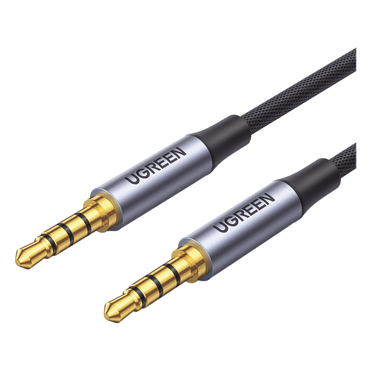 Cable Auxiliar de 3.5mm / Cable Audio Estéreo / Núcleo de Alambre de Cobre Esmaltado / Carcasa de Aluminio Azul + Nylon Trenzado / Soporta Micrófono