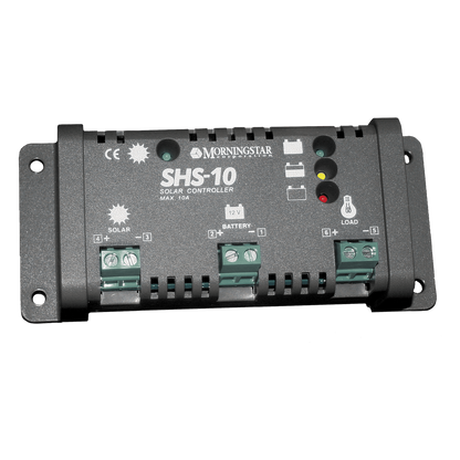 Controlador de Carga Solar PWM 10 A / 12 VCC / Desconexión Automática / IP22 / Protección Integral / Bajo Consumo 8 mA
