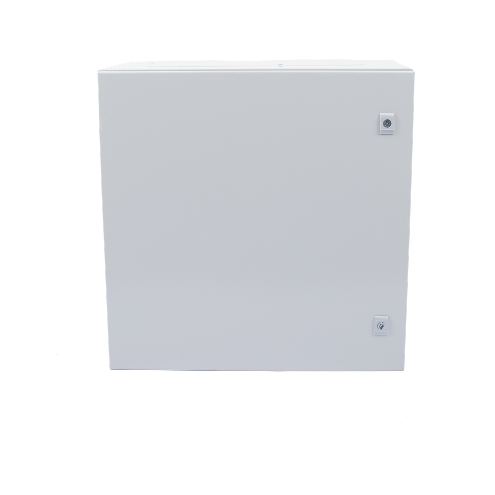 Gabinete de Acero IP66 Uso en Intemperie (600 x 600 x 300 mm) con Placa Trasera Interior Metálica y Compuerta Inferior Atornillable (Incluye Chapa y