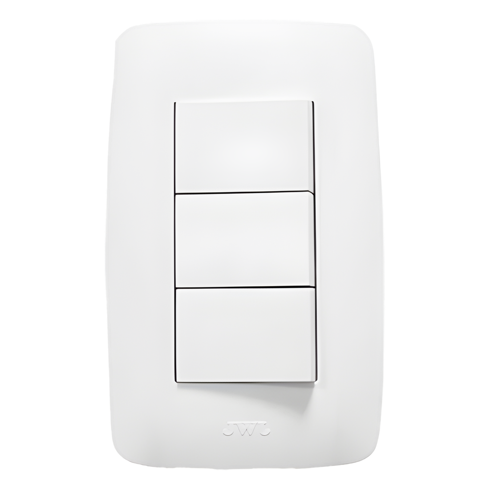 Apagador Triple de 127 V ~60 HZ 10 A / Color Blanco.