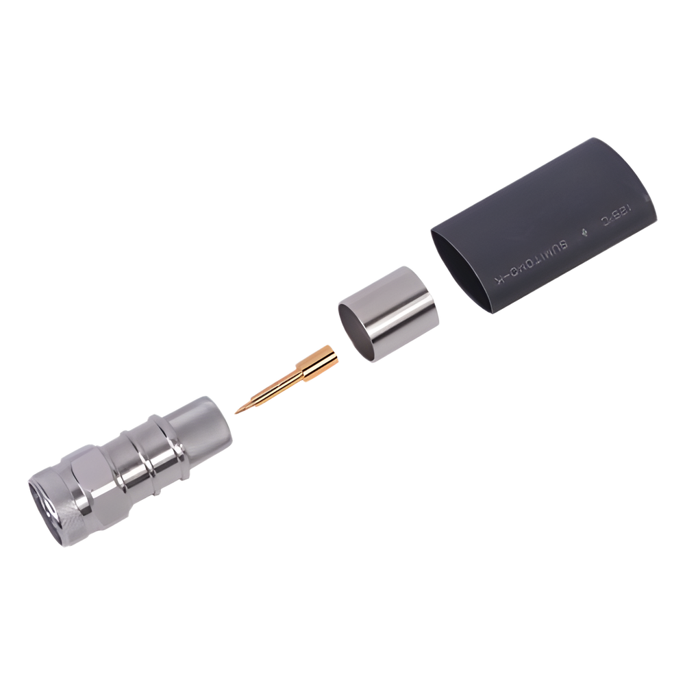 Conector N Macho Hexagonal de Anillo Plegable / Cable LMR-600, CNT-600, LP-600, Belden 7977A / Cuerpo Bronce Plateado / Contacto Oro / Aislante Teflón