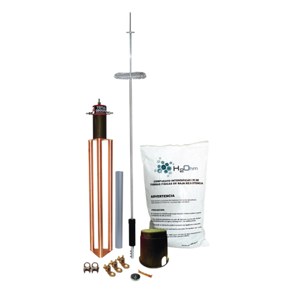 Kit de Pararrayo para Torre o Poste tipo Dipolo Corona con Electrodo y Accesorios de instalación.