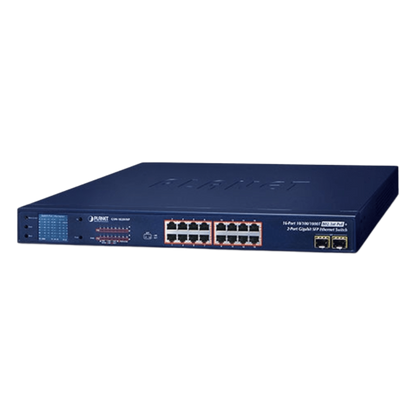 Switch No Administrable PoE+ Extender, Aislamiento VLAN de 16 Puertos Gigabit +, 2 Combo TP/SFP y Pantalla