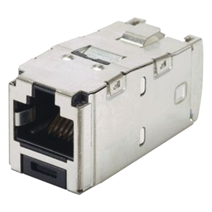 Conector Jack RJ45 Blindado, Estilo TG, Mini-Com, Categoría 6A, de 8 Posiciones y 8 Cables, Color Negro