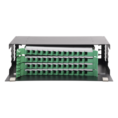 Distribuidor de Fibra Óptica con Bandejas Deslizables, Vacío, 19 Pulgadas (48.26 cm), Acepta 48 Adaptadores LC Duplex o LC Simplex o 48 SC Simplex, 3U