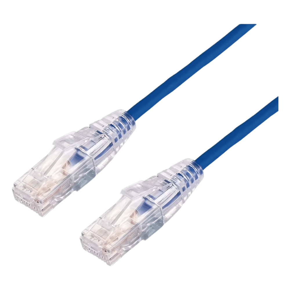 Cable de Parcheo Slim UTP Cat6A - 2 Metros (6.56 Pies) Azul, Diámetro Reducido (28 AWG)
