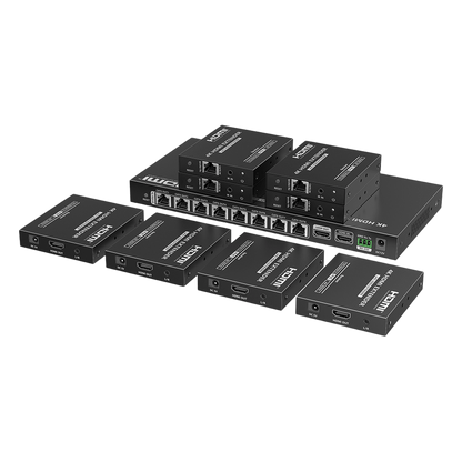 Kit Divisor y Extensor HDMI | 1x8 | Hasta 70 m |Resolución 4K @ 60 Hz | Cat 6/6a/7 | IPCOLOR | CERO LATENCIA | Puerto S/PDIF | EDID | RS232 | Salida