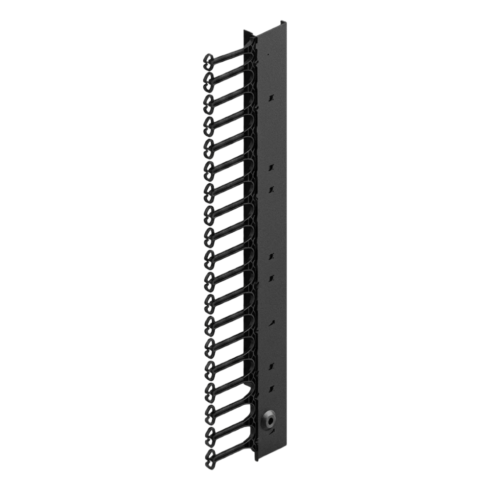 Organizador Vertical de Cables para Rack 45 UR (79 in) / Acero Negro RAL 9005 / Sección 95x208 mm (3.7x8.2 in) / Capacidad 726 Cables / Dedos cada