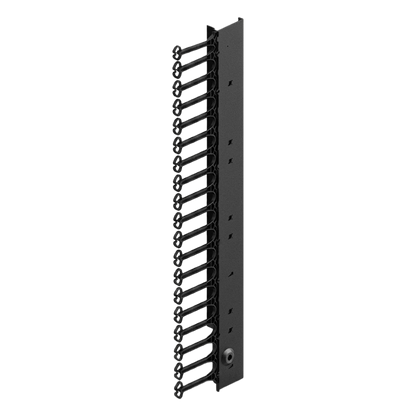 Organizador Vertical de Cables para Rack 45 UR (79 in) / Acero Negro RAL 9005 / Sección 95x208 mm (3.7x8.2 in) / Capacidad 726 Cables / Dedos cada