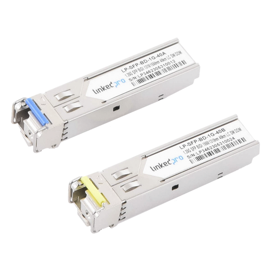 Transceptores Ópticos Bidireccionales SFP (Mini-Gbic) / Monomodo 1310 & 1550 nm / 1.25 Gbps / 1000BASE-BX / Conector LC/UPC Simplex / DDM / Hasta 40