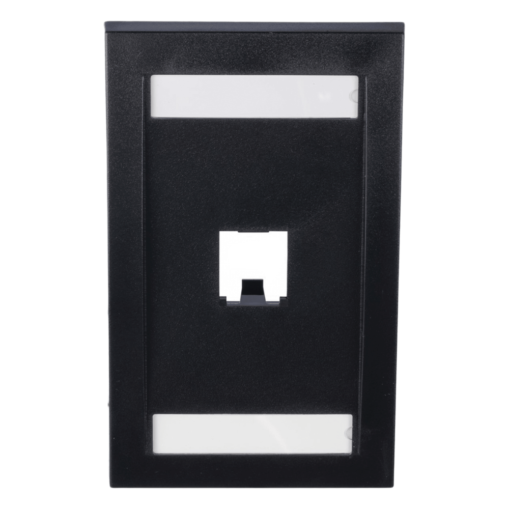 Placa de Pared Vertical Ejecutiva, Salida de 1 Puerto Mini-Com, Con Espacios Para Etiquetas, Color Negro