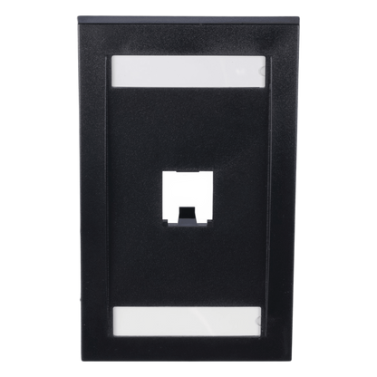 Placa de Pared Vertical Ejecutiva, Salida de 1 Puerto Mini-Com, Con Espacios Para Etiquetas, Color Negro