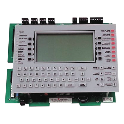 Unidad central de procesamiento con pantalla LCD de 640 caracteres y teclado QWERTY, en español, para panel de detección de incendio NFS2-3030