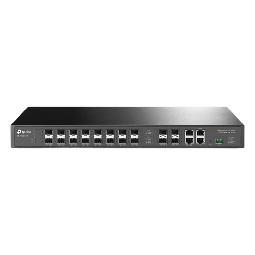 DeltaStream - OLT de 16 puertos GPON / Conexión de hasta 2,048 ONUs / 2 Puertos Gigabit RJ45 Uplink / 4 Puertos SFP+ Uplink / Fuentes Redundantes AC