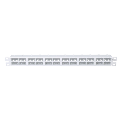 Panel de Parcheo Modular Mini-Com (Sin Conectores), Plano, Sin Blindaje, Alta Densidad, de 48 Puertos, Color Blanco, 1 UR