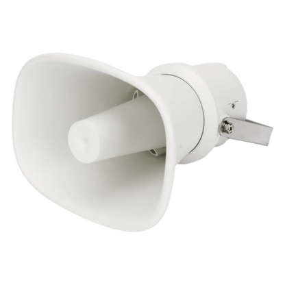 Altavoz Tipo Trompeta | 5 Watts - 30 Watts | Color Blanca | 100 V / 70 V | Material ABS | IP65 | Requiere amplificador