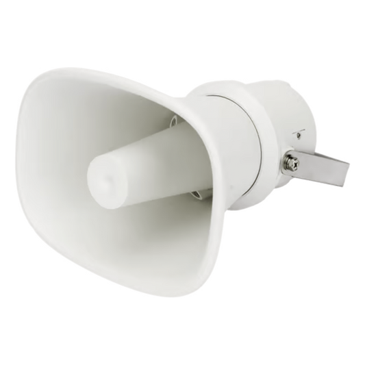 Altavoz Tipo Trompeta | 5 Watts - 30 Watts | Color Blanca | 100 V / 70 V | Material ABS | IP65 | Requiere amplificador