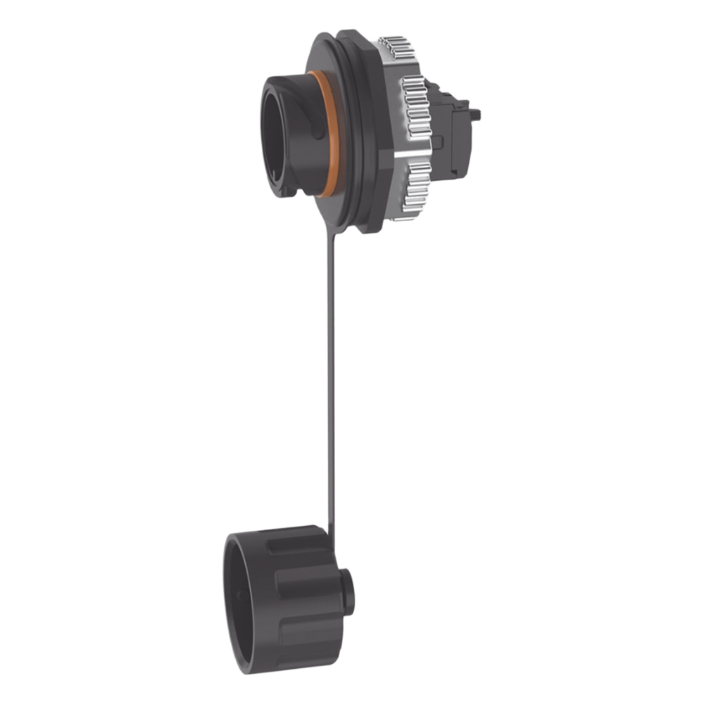 Conector Jack RJ45 de Uso Industrial Estilo TG, Blindado Categoría 6A, Con Tapa Protectora, Protección IP67