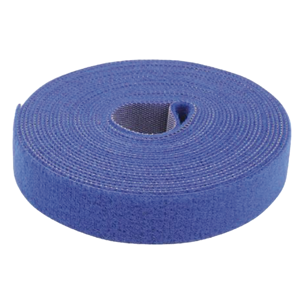 Cinta de Contacto Autoadherente Color Azul / 1.6 cm x 25 metros / Espalda con Espalda (Gancho y Bucle)