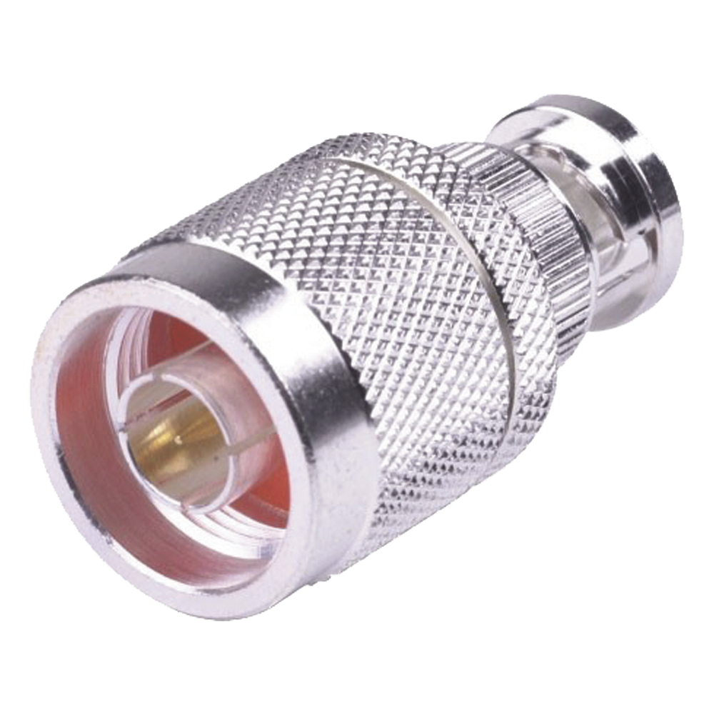 Adaptador en Línea, de Conector N Macho a BNC Macho, Plata/ Oro/ Teflón