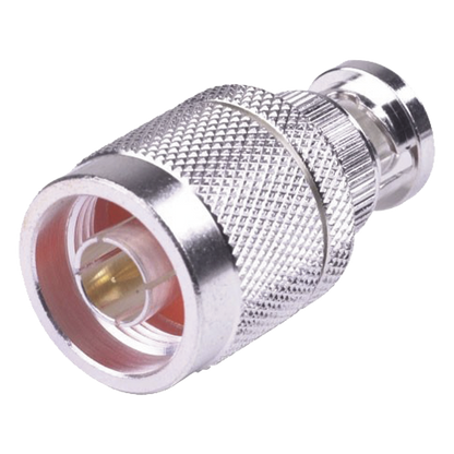 Adaptador en Línea, de Conector N Macho a BNC Macho, Plata/ Oro/ Teflón