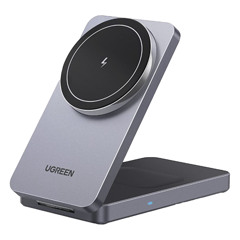 Cargador Inalámbrico 2 en 1 20W / Tecnología Qi2 15W Certificada / Carga Simultánea iPhone y AirPods / Ángulo Ajustable 70° / Diseño Plegable y