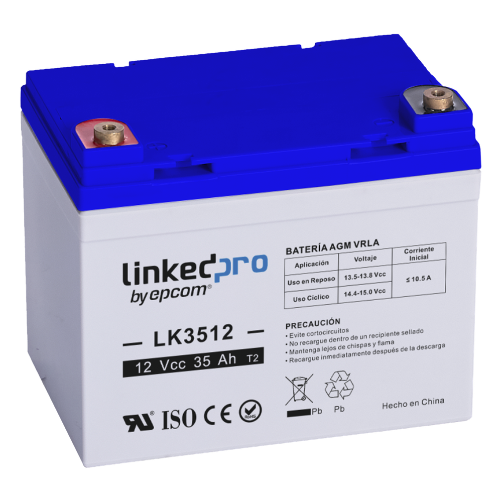 Batería de respaldo 12 V | 35 Ah | AGM | Especial para Seguridad Electrónica | UPS | Vida útil 5 años | Terminales T1