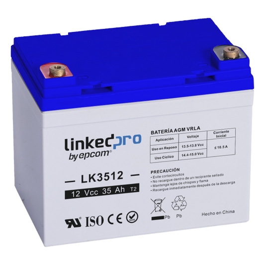 Batería de respaldo 12 V | 35 Ah | AGM | Especial para Seguridad Electrónica | UPS | Vida útil 5 años | Terminales T1