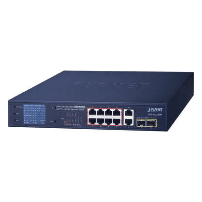 Switch No Administrable 8 Puertos Gigabit con Modo Extender a 250 m, 2 Puertos Uplink 10/100/1000 Mbps, 2 Puertos SFP