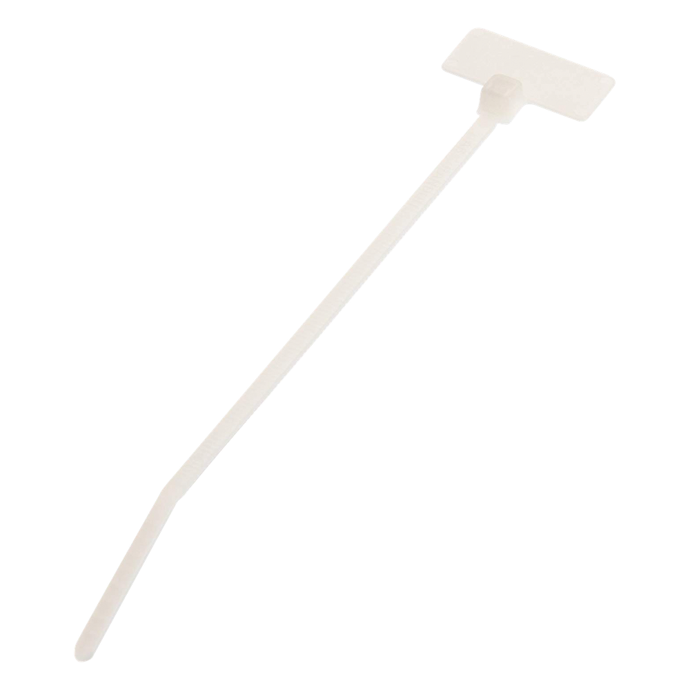 Cincho de Identificación Tipo Bandera, 109 mm largo x 2.4mm ancho, Área de Marcado de 7.9 x 19.1 mm, Nylon 6.6, Color Natural, Bolsa de 100pz