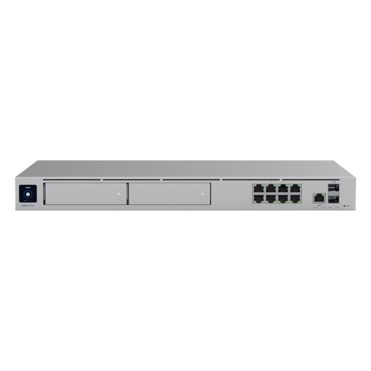 UniFi Dream Machine Pro Max – Cloud Gateway Empresarial con Soporte para 150 Dispositivos y 2000 Clientes, 5 Gbps de Ruteo con IDS/IPS, 2 Bahías para