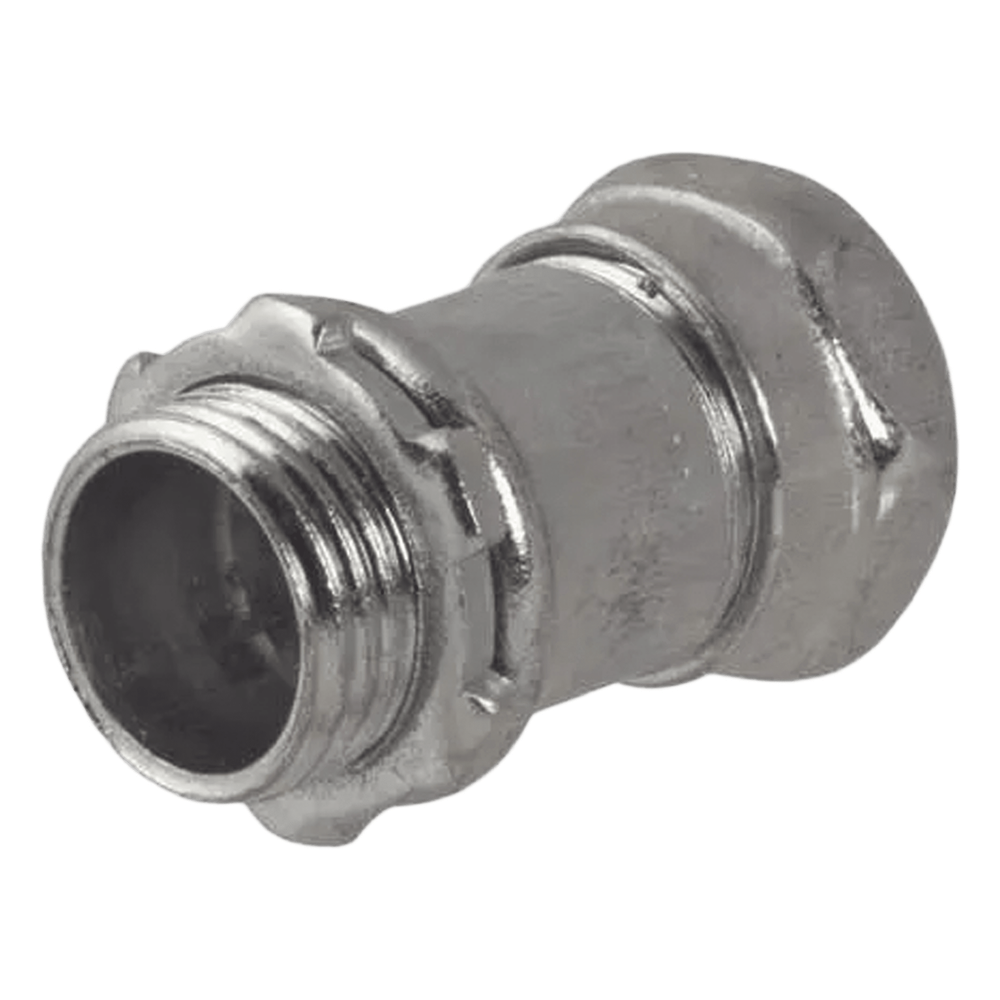 Conector Recto Compresión de Acero Galvanizado para Pared Delgada de 1 1/2".