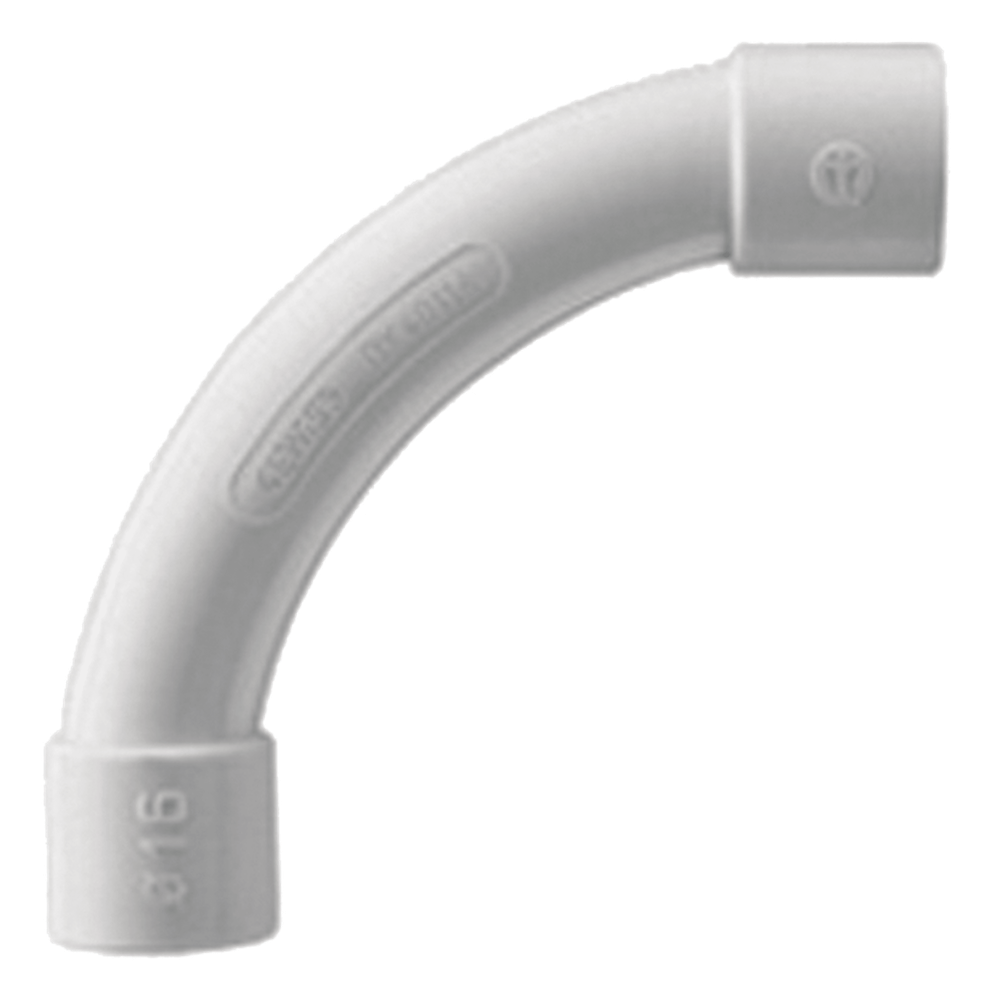 Curva de radio estrecho para tubería rígida, recomendado para cables de datos, PVC Auto-extinguible, de 40 mm
