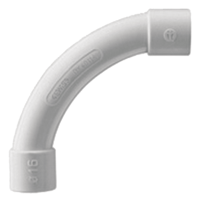 Curva de radio estrecho para tubería rígida, recomendado para cables de datos, PVC Auto-extinguible, de 40 mm